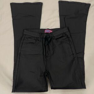 Edikted Black Leather Flare Pants